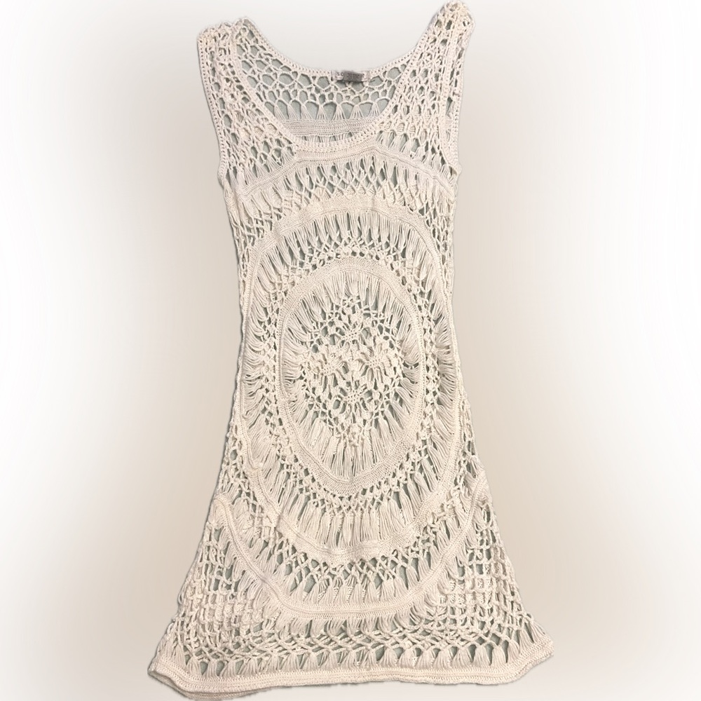 Solitaire by Ravi Khalsa White Crochet coverup